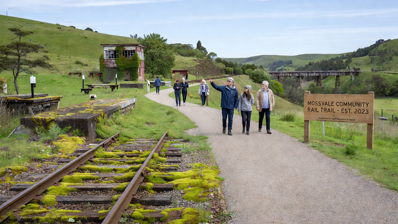 Volunteers and local groups work on surfacing and signage along the developing Mossvale walking trail